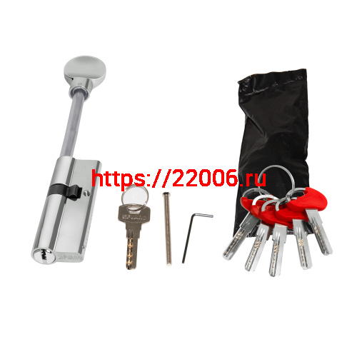 Цилиндровый Fuaro (Фуаро) механизм (D-PRO507-8/100) D-PRO5007-8Tang100(65+10+25) CP хром 5+1Key со штоком перекод. фото 2