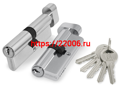 Цилиндровый Fuaro (Фуаро) механизм (100 ZM/70) 1000ZMKnob70(30+10+30) CP хром 5Key с вертушкой
