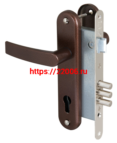 Корпус Sam (Сам) врезного замка с защёлкой в комплекте с ручкой ЗВ4-3 (медный антик) /78103/