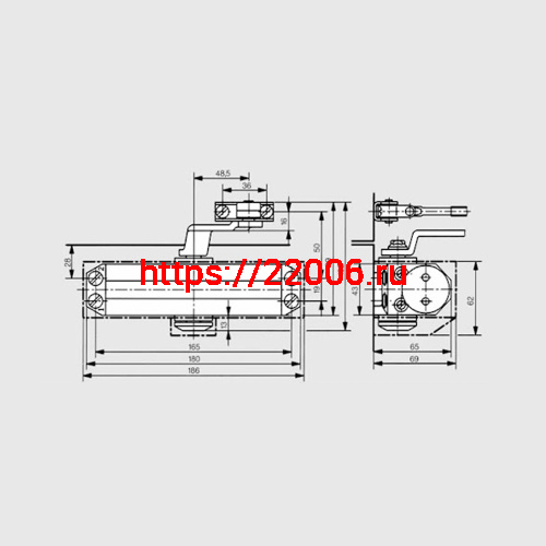 Доводчик Dorma (Дорма) дверной TS 77 EN3, с рычажной тягой, белый фото 2