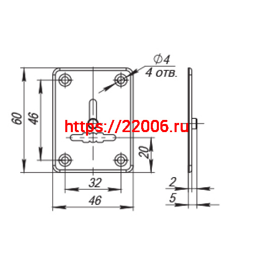 Декоративная Punto (Пунто) накладка ESC081/1-SS (нержавейка) на сув. замок со шторкой (1 шт.) тех.упак. фото 2