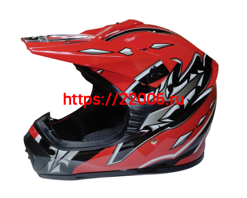 Шлем кроссовый KIRIN QL-128S, черный, красный, черн-крас, чер-желт, размер M фото 2