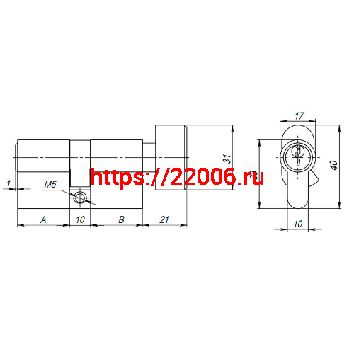 Цилиндровый Ajax (Аякс) механизм (AX102/60) AX1002Knob60 (25+10+25) CP хром с вертушкой фото 3