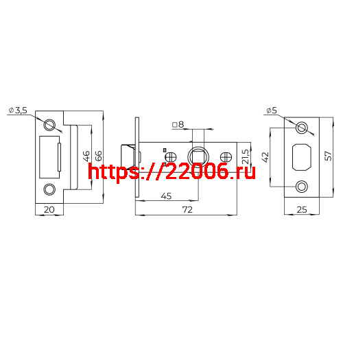 Защелка Ajax (Аякс) врезная PLASTLP45-8 (LP45-8) CF кофе фото 3