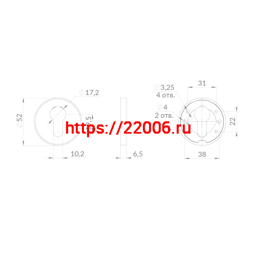 Накладка Punto (Пунто) под цилиндр ET.R.EST.R52 SSG-39 сатинированное золото фото 3