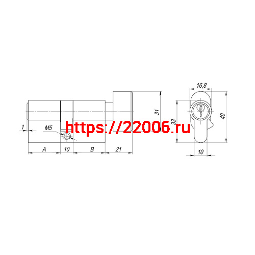 Цилиндровый Ajax (Аякс) механизм (AX102/60) AX1002Knob60 (25+10+25)/HD AB бронза 4Key с вертушкой фото 3