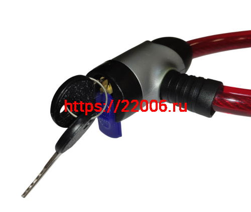 Замок для велосипеда с ключом тросовый 12х800мм, два ключа, противоугонный 84353 фото 2