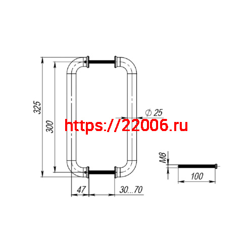 Ручка-скоба Fuaro (Фуаро) PULL.PH25/300.21 INOX 201 (PH-21-25/300-INOX) фото 2
