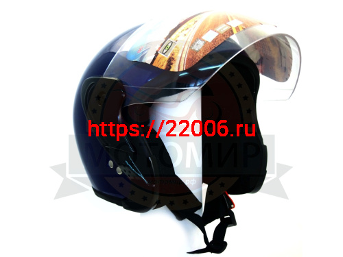 Шлем открытый "Safelead" HF-217"колобки с доп. стеклом" deep синий, красный черный, размер S фото 2