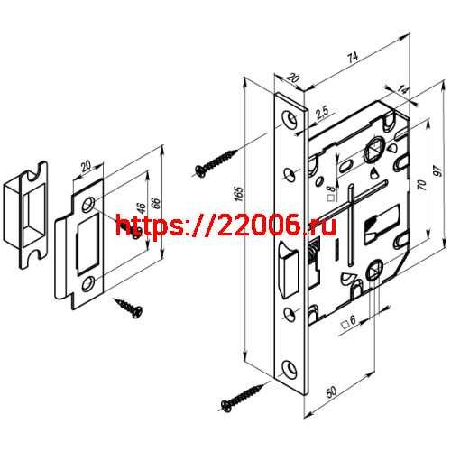 Защелка Punto (Пунто) врезная METL72-50 ( L72-50) BL черный фото 3