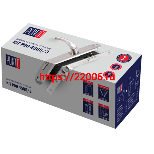 Замок Punto (Пунто) цилиндровый в комплекте с ручкой LOCKSET90.CRONA.4585-3 (KIT P90 4585/3 CRONA) AB бронза фото 2