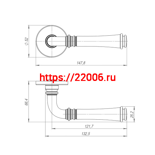Ручка Punto (Пунто) раздельная R.ARC.R52.SORENTO SSG-39 сатин.золото фото 2