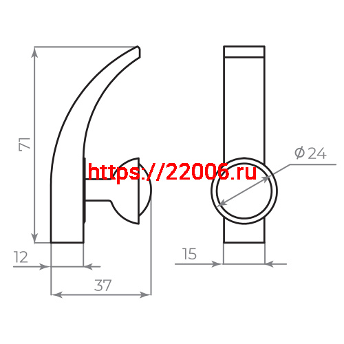 Крючок Ajax (Аякс) настенный MB-LM/K-004 BL черный фото 7