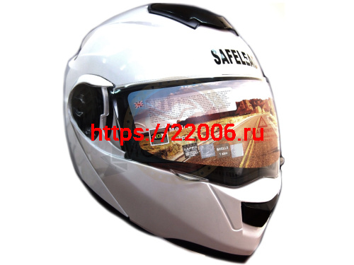 Шлем модуляр "Safelead" HF-119 TRANSFORMER с встр. очками, белый перламут., СЕРЕБРИСТЫЙ, размер М фото 3