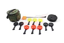 Набор жерлиц с угловой стойкой в сумке с цветными катушками d.85-90 Три кита (10шт