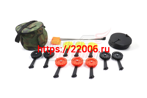 Набор жерлиц с угловой стойкой в сумке с цветными катушками d.85-90 Три кита (10шт