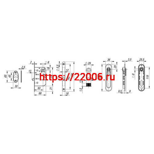 Набор Armadillo (Армадилло) для раздвижных дверей SH.LD152.KIT011-BK (SH011-BK) SG-1 матовое золото фото 4