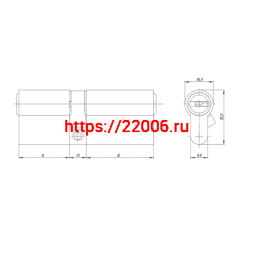 Цилиндровый Ajax (Аякс) механизм (AZ200/90) AZ2000Key90 (35+10+45) CP хром фото 3