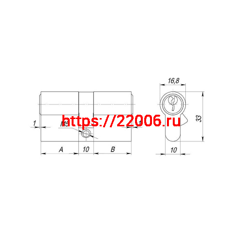 Цилиндровый Ajax (Аякс) механизм (AX100/70) AX1000Key70 (30+10+30)/HD CP хром 4Key фото 2