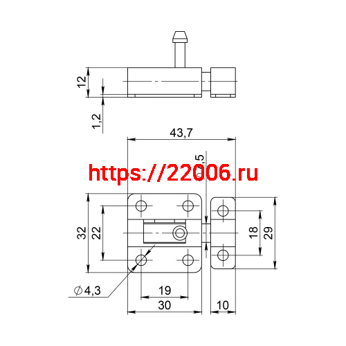 Шпингалет Ajax (Аякс) мебельный металлический SPD40х30 BR коричневый фото 2