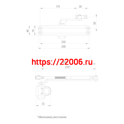 Доводчик Fuaro (Фуаро) дверной DC20-6W (DC-206W) AL до 160 кг (алюминий) фото 3
