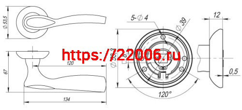 Ручка Fuaro (Фуаро) раздельная ARIA RM SN/CP-3 матовый никель/хром фото 2