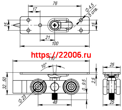 Комплект роликов Armadillo (Армадилло) для раздвижных дверей SLD.Comfort.SET.rollers/80 (Comfort 80/4 kit) фото 4