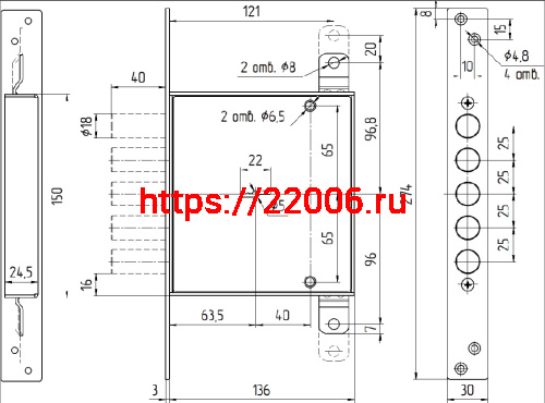 Замок Mettem (Меттэм) врезной сувальдный ЗВ8 140.1.0-18 с тягами, 5 кл. фото 2