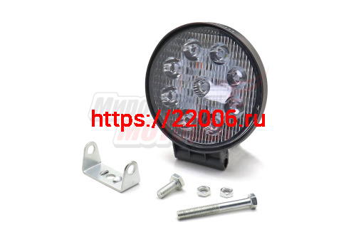 Фара светодиодная 27W 9 диодов SMD, 35мм круг. мет. корпус, ближний свет (Flood)