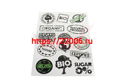 Наклейки: Natural product, Bio, Organic, Sugar 0% и др MV22A4C048 (13 элементов)(21х30)