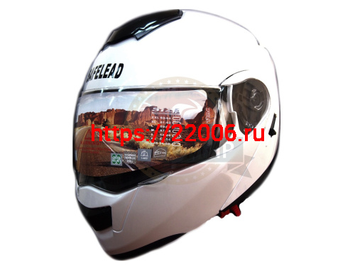 Шлем модуляр "Safelead" HF-119 TRANSFORMER с встр. очками, белый перламут., СЕРЕБРИСТЫЙ, размер М фото 4