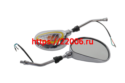 Зеркала (075) хром "Каплевидные" объемные с поворотом d= 10 мм (кол-во в упак. 50 шт.)