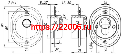 Броненакладка Armadillo (Армадилло) на ЦМ/сквозн. крепл. (от вырывания, 33 мм) ET/ATC-Protector 2-33CP-8 Хром фото 3