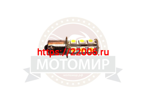 Лампа светодиодная (LED) 12V  T25  (ВА15S) 18SMD  P21W 1156 1-конт, белая фото 2