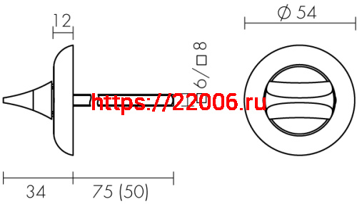 Ручка Fuaro (Фуаро) поворотная HMR8x50 PB фото 3