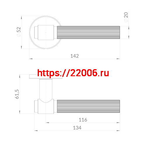 Ручка Punto (Пунто) раздельная R.EST.R52.SHELL CP-8 хром фото 2