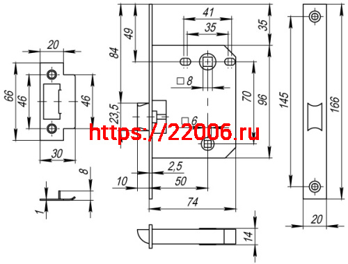 Защелка Fuaro (Фуаро) врезная PLASTP72-50 (P72-50) CP хром фото 2