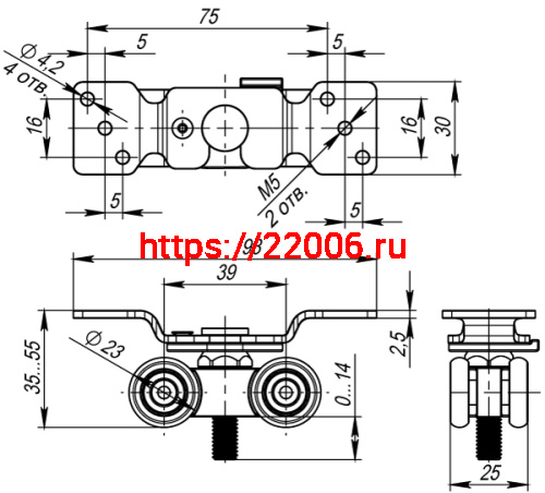 Комплект роликов Armadillo (Армадилло) для раздвижных дверей SLD.Comfort.SET.rollers/60 (DIY Comfort 60/4 kit) фото 4