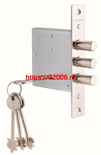 Замок Guardian (Гардиан) врезной сувальдный ЗВ 10.01 (без отв. планки), 4 кл. (длинный кл. 60 мм) /128:3356/
