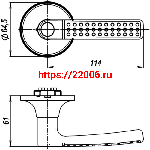 Ручка Punto (Пунто) защелка DK626 AC-PS (6026 AC-P) (без фик.) медь фото 3