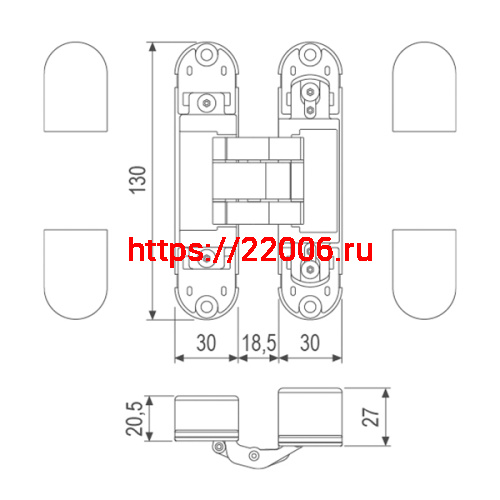 E30200.92.93 (черный) петля AGB (АГБ) ECLIPSE 2.1 (4 накладки в комплекте), 60 кг. фото 2