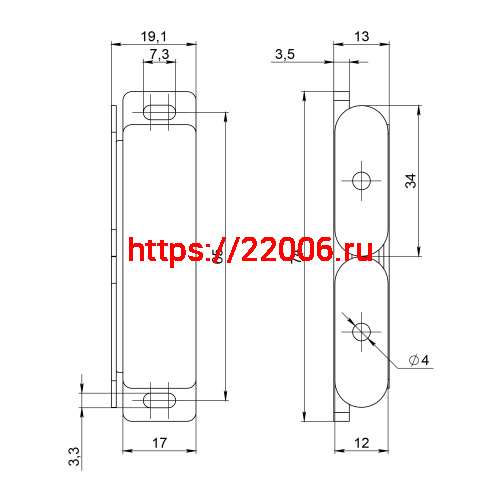Защелка Ajax (Аякс) магнитная пластиковая ZLM18х75 BR коричневый фото 2
