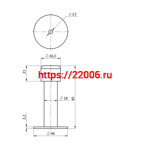 Упор Punto (Пунто) дверной настенный DFIX/W85 INOX BL-24 черный фото 2
