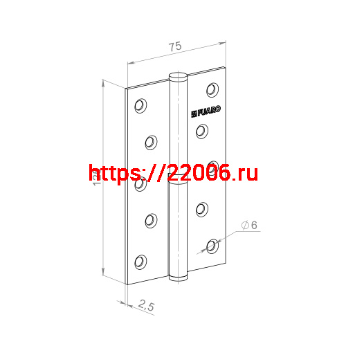 Петля Fuaro (Фуаро) съемная IN5430SL SN левая (413-5 125x75x2,5) мат. никель фото 2