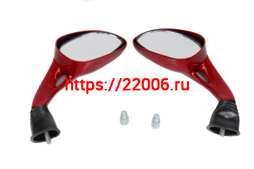 Зеркала (066) пласт. "Каплевидные" объемные красные d=10 mm (в уп. 40 пар)