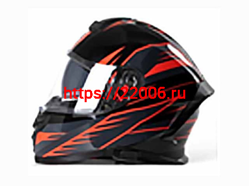 Мотошлем VIRTUE MD-820 закрытый с визором черный с серо-красным рисунком (XL)