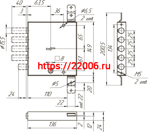 Замок Mettem (Меттэм) врезной сувальдный с задвижкой ЗВ8 152.1.0 с тягами (без лицевой планки), 5 кл. фото 2