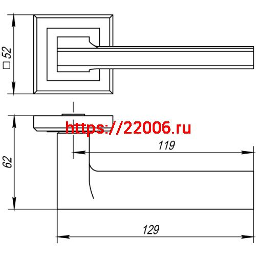 Ручка Punto (Пунто) раздельная K.QL52.BLADE (BLADE QL) GR/CP-23 графит/хром фото 2