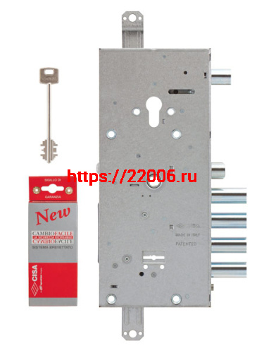 Замок Cisa (Чиза) врезной двухсистемный NEW CAMBIO FACILE 57.966.48 (тех. упаковка), ключ 44 мм фото 2