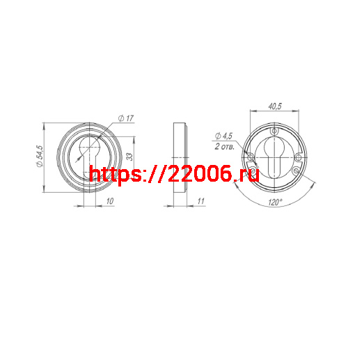 Накладка Punto (Пунто) под цилиндр ET ML SN/CP-3 матовый никель/хром фото 3